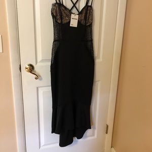 ASOS TALL Lace Cupped Pephem Strappy Bodycon Dress